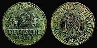 1951 AD., Germany, Federal Republic, Munich mint, 2 Mark, KM 111. 