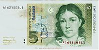 1991 AD, Germany, Federal Republic, Deutsche Bundesbank, 5 Deutsche Mark, Pick 37. A1621508L1 Obverse