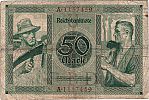 1920 AD., Germany, Weimar Republic, Reichsbank, Berlin, 50 Mark, Pick 68. U-AÂ·1157459 Reverse 