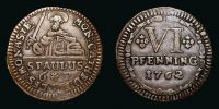 1762 AD., German States, MÃ¼nster, Cathedral Chapter, 6 Pfenning, KM 440.