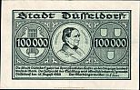 1923 AD., Germany, Weimar Republic, Düsseldorf (town), Notgeld, currency issue, 100.000 Mark, Keller 1150n.2. Reihe 3 Obverse 