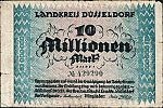 1923 AD., Germany, Weimar Republic, Düsseldorf (Kreis), Notgeld, currency issue, 10.000.000 Mark, Keller 1178c. Reihe I 429290 Obverse 