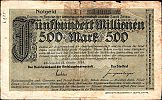 1923 AD., Germany, Weimar Republic, Zittau, Bezirksverband der Amtshauptmannschaft zus. mit der Stadt, Notgeld, currency issue, 500.000.000 Mark, Keller 5801b. 3 J 34905 Obverse 