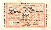 1923 AD., Germany, Weimar Republic, Bochum (town), Notgeld, currency issue, 10.000.000 Mark, Keller 475q. Reihe O 123584 Obverse 