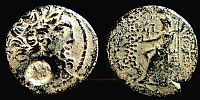 Antiochia ad Orontem in Syria,    46-45 BC., Caesarean era, Civic Issue, Ã† 23, RPC 4220 var., countermarked by Mark Antony / Cleopatra VII.