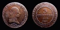 1812 AD., Hapsburg monarchy, Francis I (II), Smolnik / Schmollnitz mint in Hungary, 3 Kreutzer, KM 2116.