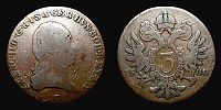 1800 AD., German States, Bohemia, Habsburg rule, Francis I (II), Prague mint, 3 Kreuzer, KM 2115.1. 