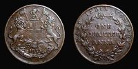 India, British India, 1835 AD., East India Company, Calcutta mint, 1/4 Anna, Pridmore 141.