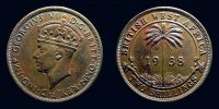 British West Africa, 1938 AD., George VI, King's Norton mint, 2 Shillings, KM 24.