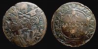 1730 AD., Italy, Papal City States, Benedict XIII, Gubbio mint, Baiocco, KM 111.