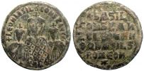  870-879 AD., Basil I. with Leo VI. and Constantinus, Constantinopolis mint, Ã† Follis, Sear 1712.