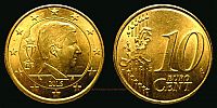 2015 AD., Belgium, Philippe, Brussels mint, 10 Euro Cent, KM 334. 