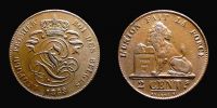 1863 AD., Belgium, Leopold I, Brussels mint, 2 Centimes, KM 4.2 var.