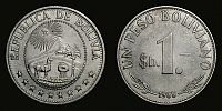 Bolivia, 1968, 1 Peso Boliviano, KM 192.
