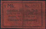1916 AD., Germany, 2nd Empire, Breslau, Kriegsgefangenenlager Eisenwerk Gustav Trelenberg (POW camp WWI), 1 Mark, Tieste 20.06.1. 4821 Obverse 