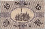 1918 AD., Germany, Weimar Republic, Breslau, Stadt (town), Notgeld, currency issue, 10 Mark, Keller V 64d. D 036500 Reverse 