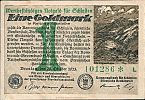 1923 AD., Germany, Weimar Republic, Breslau, Provinzialverband von Nieder- und Oberschlesien – Kommunalbank für Schlesien, Wertbeständiges Notgeld, currency issue, 1 Goldmark, Müller 0575.12. 101286 * L Obverse 