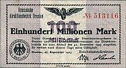 1923 AD., Germany, Weimar Republic, Breslau, Deutsche Reichsbahn, Notgeld, currency issue, 100.000.000 Mark, Müller/Geiger 003.08a. 513116 Obverse 
