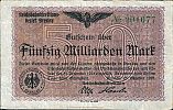 1923 AD., Germany, Weimar Republic, Breslau, Deutsche Reichsbahn, Notgeld, currency issue, 50.000.000.000 Mark, Noske 57.12 . 201677 Obverse 