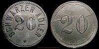 1872-1939 AD., Germany, Breslau, Schwarzer Adler, Bewirtungseinrichtung, Biermarke / Pfandmarke (Token), 20 Pfennig, Menzel 48914.1.