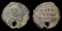  900-1100 AD., Byzantine lead seal, a bishop Theodoros