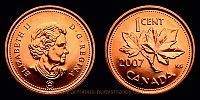 Canada, 2007 AD., Elizabeth II, Ottawa mint, 1 Cent, KM 490a (magnetic).
