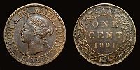 Canada, 1901 AD., Victoria, 1 Cent, KM 7.