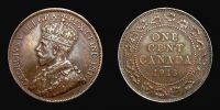 Canada, 1913 AD., George V, Royal Canadian Mints at Ottawa, 1 Cent, KM 21.