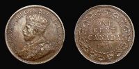 Canada, 1916 AD., George V, Royal Canadian Mints at Ottawa, 1 Cent, KM 21.