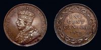 Canada, 1919 AD., George V, Royal Canadian Mints at Ottawa, 1 Cent, KM 21.