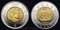 Canada, 2009 AD., Elizabeth II, Ottawa mint, 2 Dollars, KM 837.