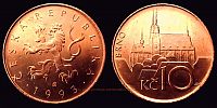 Czech Republic, 1993 AD., Hamburg mint, 10 Korun, KM 4. 