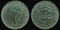 Cyprus, 1949 AD., George VI, Royal Mint, London,  Cyprus Shilling, KM 31.