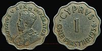 Cyprus, 1934 AD., George V, Royal Mint, London, 1 Piastre , KM 21.