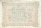 1923 AD., Germany, Weimar Republic, Reichsbank, Berlin, 2nd issue, 1000000 Mark, printer Pass u. Garleb, Berlin, Pick 86a. D-PG 004789 Reverse 