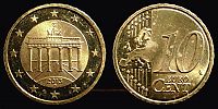2013 AD., Germany, Federal Republic, Munich mint, 10 Euro Cent, KM  254. 