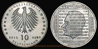 2010 AD., Germany, 100th anniversary of Konrad Zuse commemorative, Karlsruhe mint, 10 Euro, KM 289. 