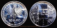 2009 AD., Germany, Federal Republic, 100th anniversary of first International Aerospace Expo, Munich mint, 10 Euro, KM 281. 