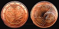 2007 AD., Germany, Federal Republic, Berlin mint, 1 Euro Cent, KM 207. 