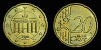 2009 AD., Germany, Stuttgart mint, 20 Euro Cent, KM 255. 