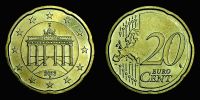 2013 AD., Germany, Stuttgart mint, 20 Euro Cent, KM 255. 