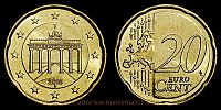 2016 AD., Germany, Federal Republic, Berlin mint, 20 Euro Cent, KM 255.