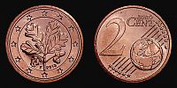 2013 AD., Germany, Federal Republic, Stuttgard mint, 2 Euro Cent, KM 208. 