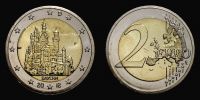 2012 AD., Germany, Federal States series, state of Bavaria commemorative, Neuschwanstein castle, 2 Euro, Stuttgart mint, JÃ¤ger 568.