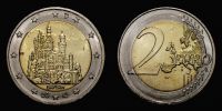 2012 AD., Germany, Federal States series, state of Bavaria commemorative, Neuschwanstein castle, 2 Euro, Hamburg mint, JÃ¤ger 568.