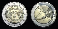 2013 AD., Germany, 50th anniversary of the Signature of the Ã‰lysÃ©e Treaty commemorative, 2 Euro, Karlsruhe mint, KM 315.