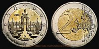 2016 AD., Germany, Federal Republic, Federal States series, state of Saxony commemorative, Zwinger palace in the city of Dresden, 2 Euro, Karlsruhe mint, Jaeger 605. 