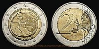 2009 AD., Germany, Federal Republic, 10th Anniversary of the European Monetary Union commemorative, Berlin mint, 2 Euro, KM 277. 