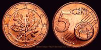 2002 AD., Germany, Federal Republic, Stuttgart mint, 5 Euro Cent, KM 209. 