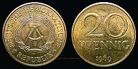 1969 AD., Germany, German Democratic Republic (GDR), Berlin mint, 20 Pfennig, KM 11. 